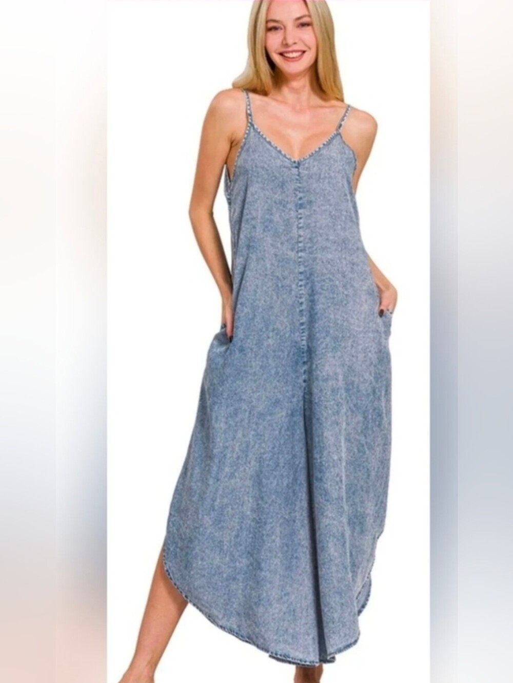 NIP Zenana Denim Flowy Jumpsuit